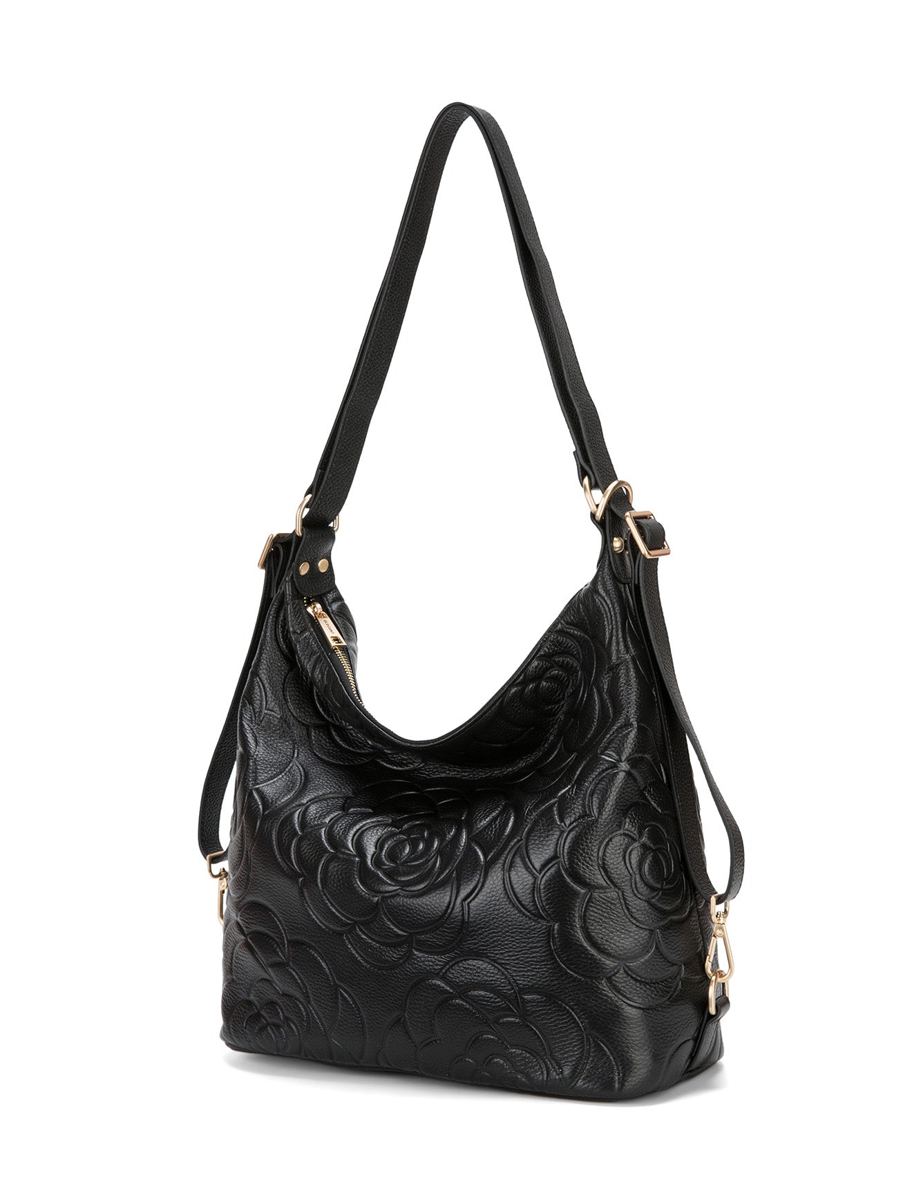 ROSANNA LEATHER CONVERTIBLE BACKPACK- E1-0839-BLK