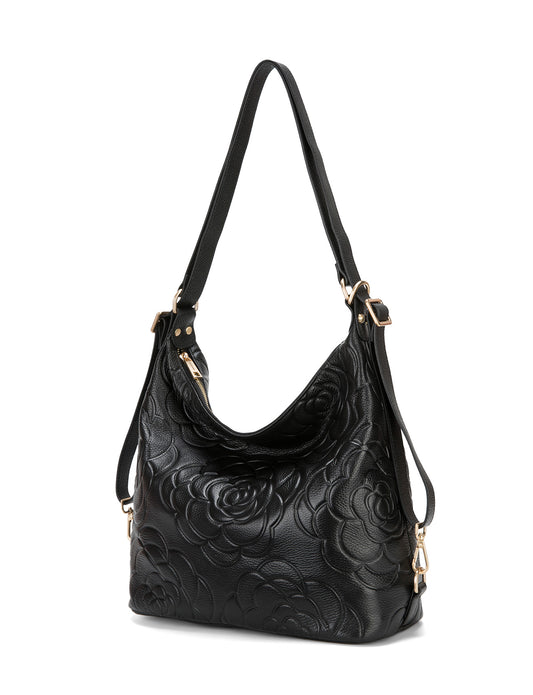 ROSANNA LEATHER CONVERTIBLE BACKPACK- E1-0839-BLK