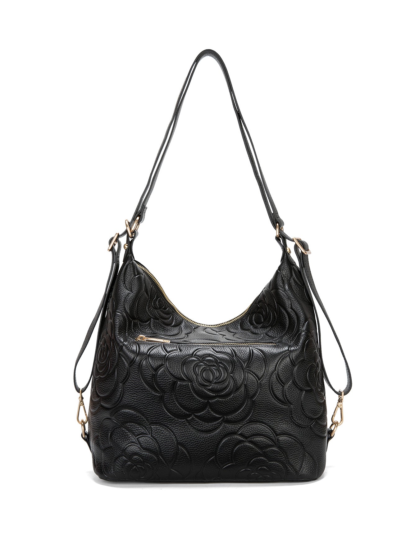 ROSANNA LEATHER CONVERTIBLE BACKPACK- E1-0839-BLK
