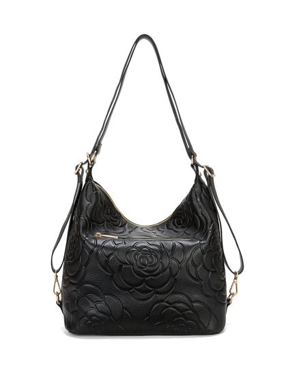 ROSANNA LEATHER CONVERTIBLE BACKPACK- E1-0839-BLK