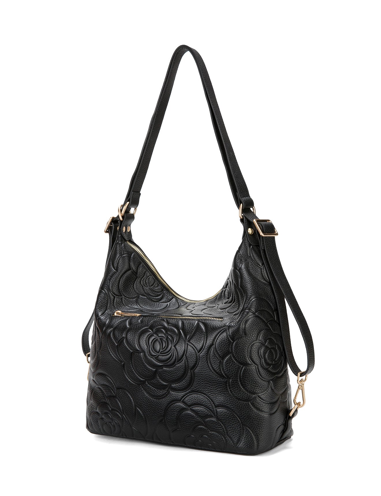 ROSANNA LEATHER CONVERTIBLE BACKPACK- E1-0839-BLK