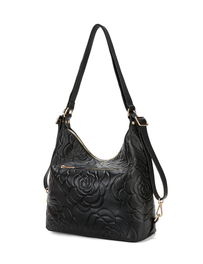 ROSANNA LEATHER CONVERTIBLE BACKPACK- E1-0839-BLK