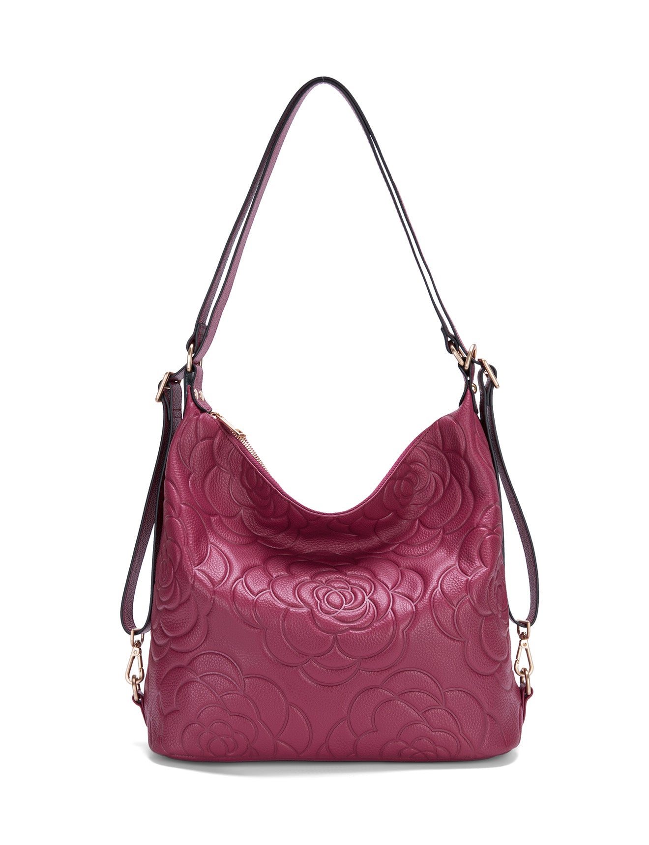 ROSANNA LEATHER CONVERTIBLE BACKPACK- E1-0839-RASPBERRY