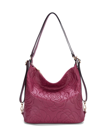 ROSANNA LEATHER CONVERTIBLE BACKPACK- E1-0839-RASBERRY- NEW IN