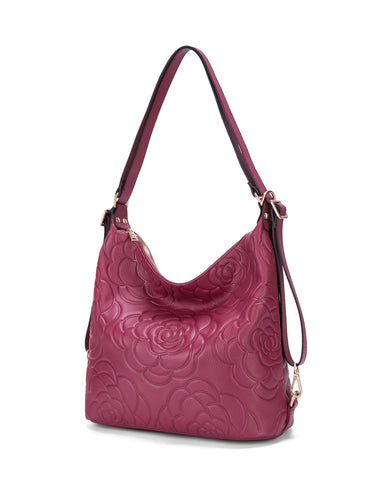 ROSANNA LEATHER CONVERTIBLE BACKPACK- E1-0839-RASBERRY- NEW IN