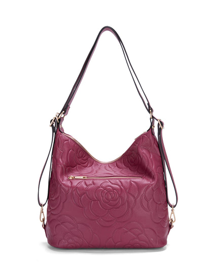 ROSANNA LEATHER CONVERTIBLE BACKPACK- E1-0839-RASPBERRY