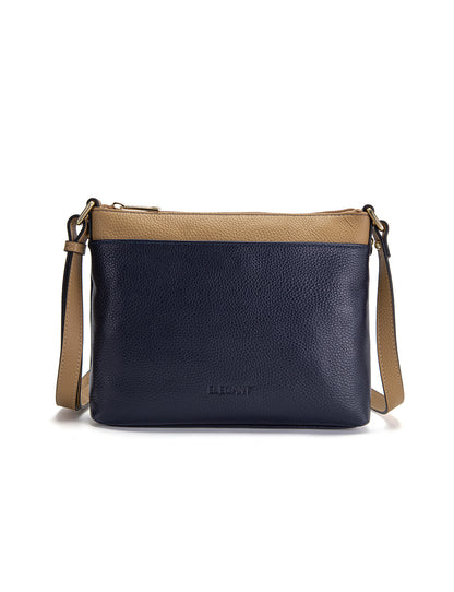 FRANCIS LEATHER XBODY BAG WITH RFID COMPARTMENT- E1-0840-NVY/CAM