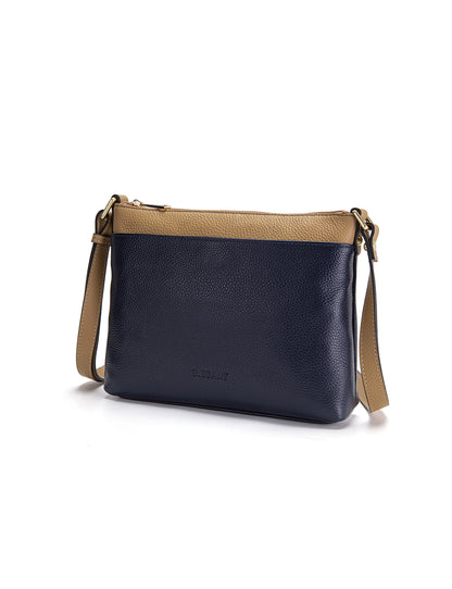 FRANCIS LEATHER XBODY BAG WITH RFID COMPARTMENT- E1-0840-NVY/CAM