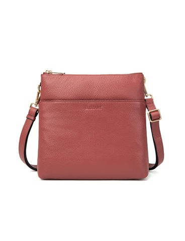 FREYA MULTICOMPARTMENT LEATHER XBODY BAG- E1-0844-BRICK-NEW IN