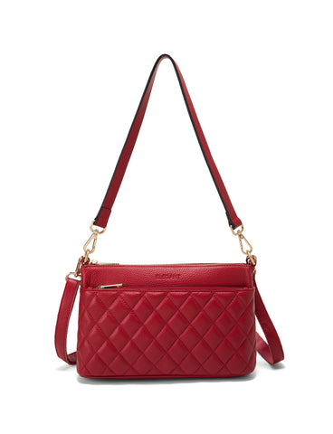 TIANA QUILTED LEATHER XBODY BAG- E1-0845-FIRE