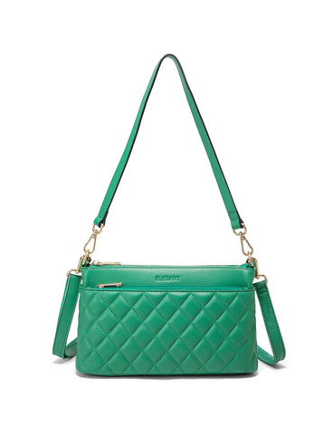TIANA QUILTED LEATHER XBODY BAG- E1-0845-GRN