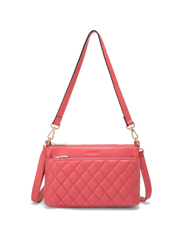 TIANA QUILTED LEATHER XBODY BAG- E1-0845-PEACH