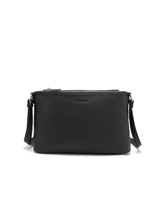 GABRIELLA TRIPLE COMPARTMENT LEATHER BAG- E1-0846-BLK
