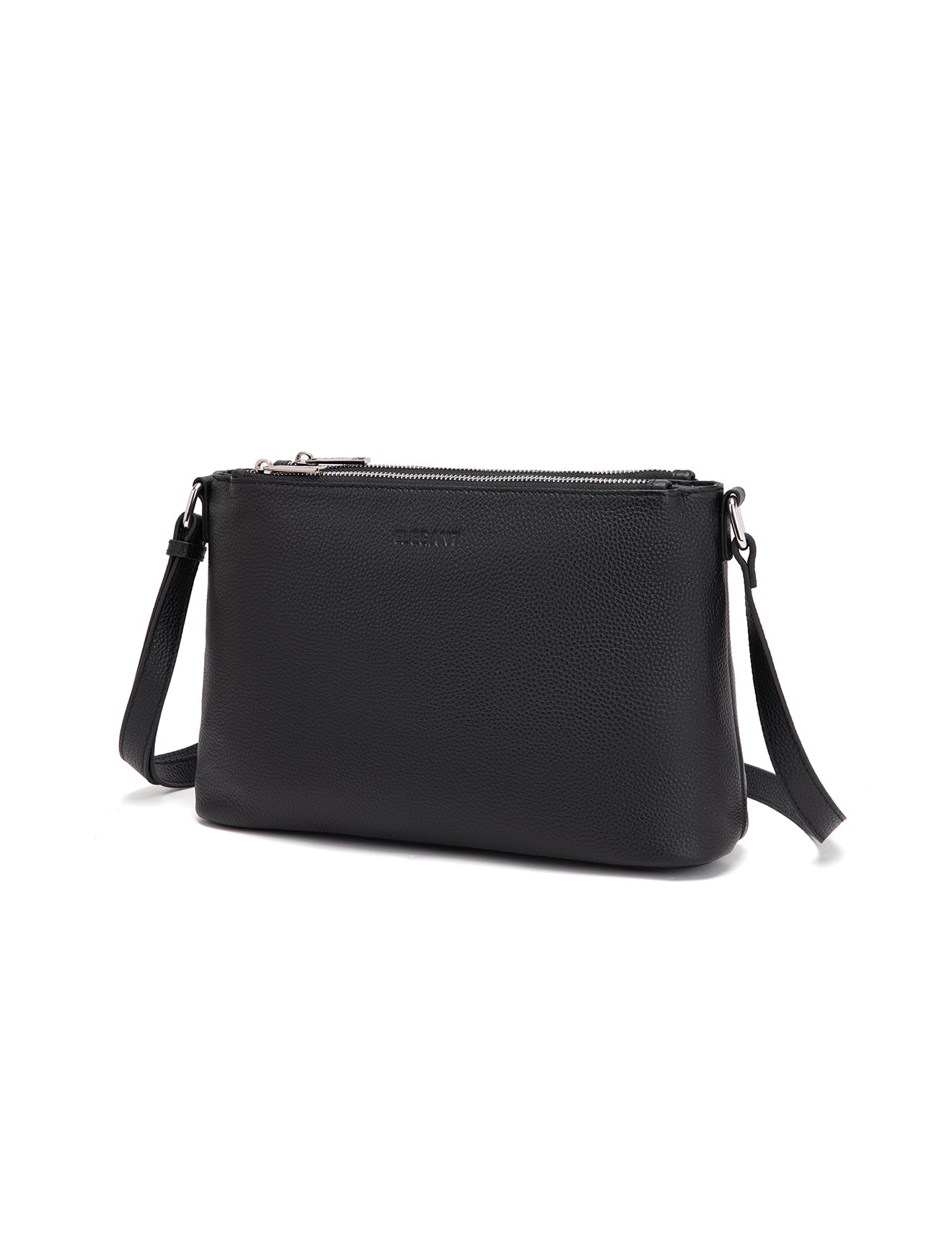 GABRIELLA TRIPLE COMPARTMENT LEATHER BAG- E1-0846-BLK