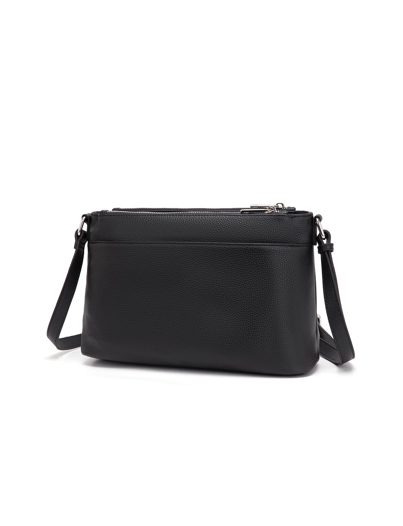GABRIELLA TRIPLE COMPARTMENT LEATHER BAG- E1-0846-BLK