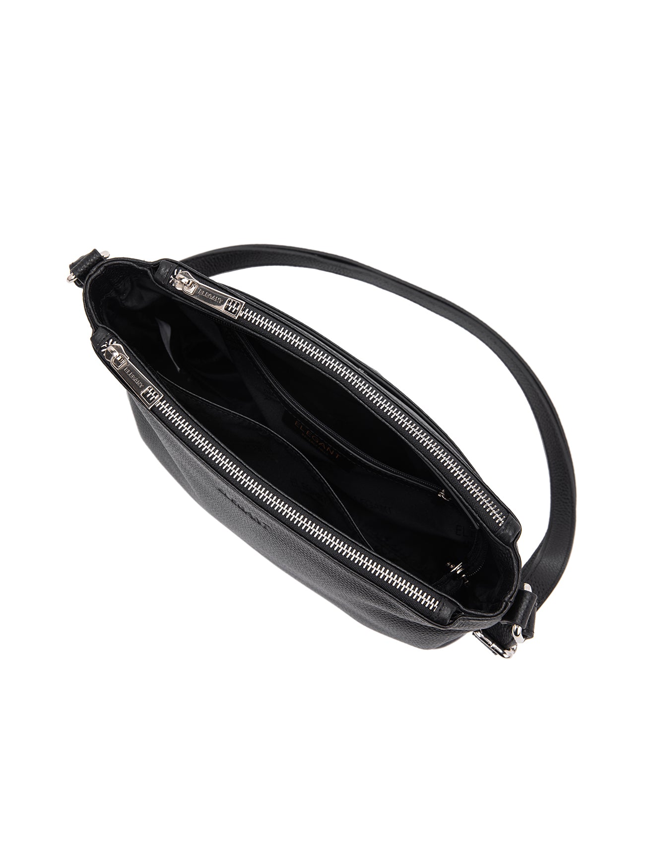 GABRIELLA TRIPLE COMPARTMENT LEATHER BAG- E1-0846-BLK