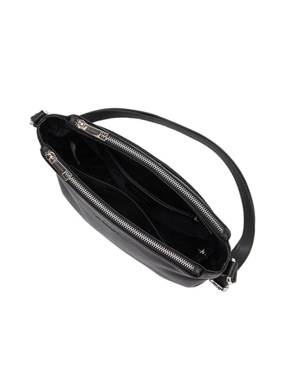 GABRIELLA TRIPLE COMPARTMENT LEATHER BAG- E1-0846-BLK