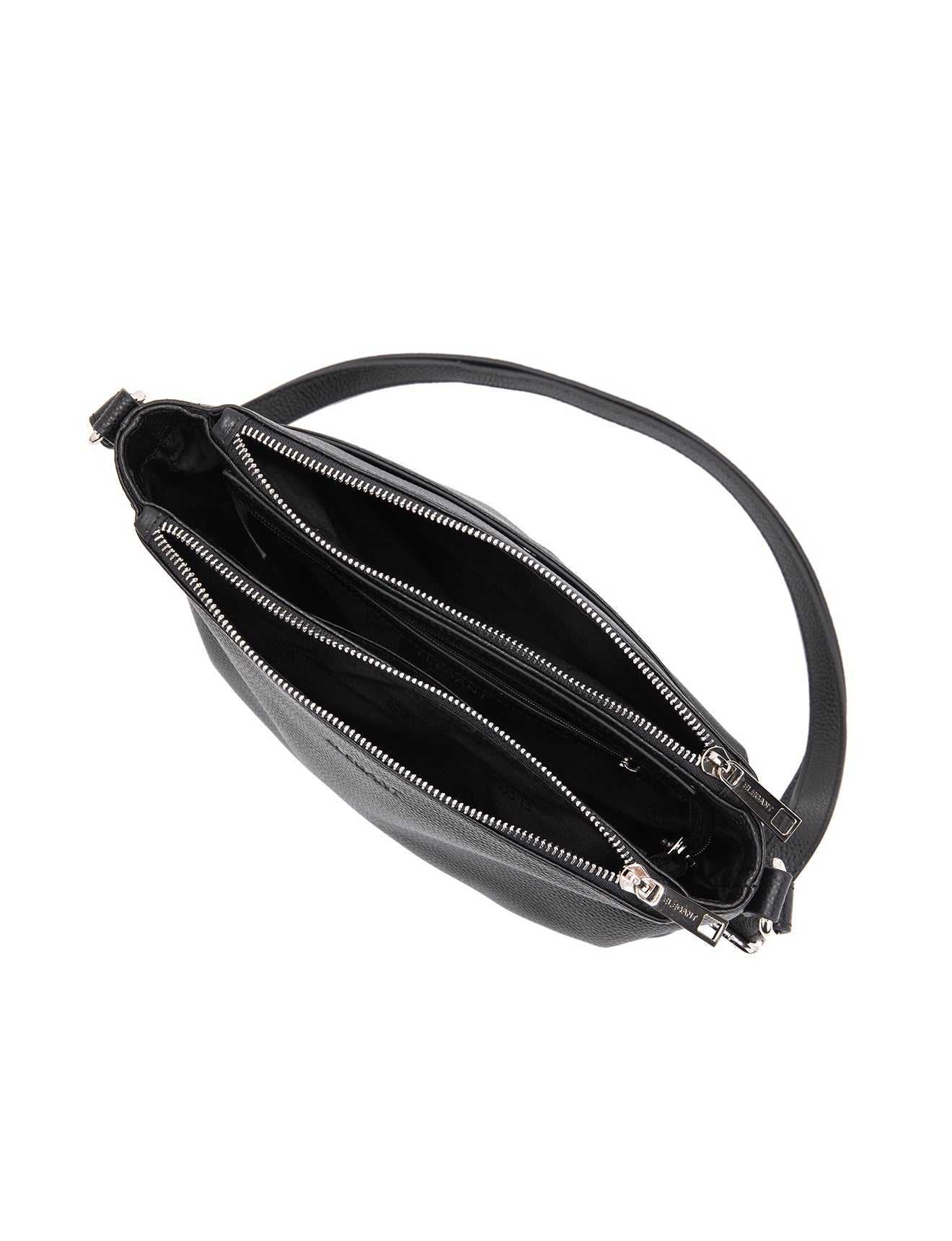 GABRIELLA TRIPLE COMPARTMENT LEATHER BAG- E1-0846-BLK