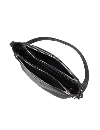 GABRIELLA TRIPLE COMPARTMENT LEATHER BAG- E1-0846-BLK