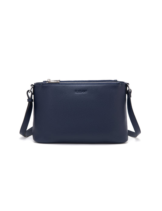 GABRIELLA TRIPLE COMPARTMENT LEATHER BAG- E1-0846-NVY