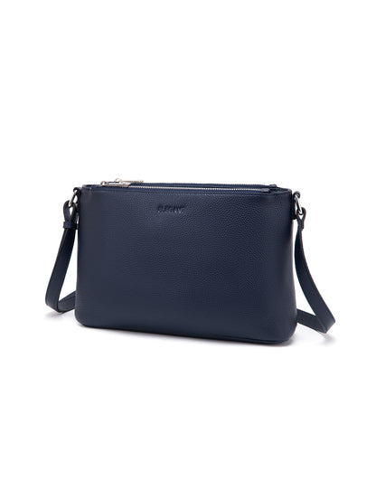GABRIELLA TRIPLE COMPARTMENT LEATHER BAG- E1-0846-NVY