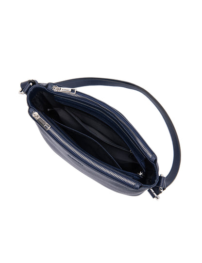 GABRIELLA TRIPLE COMPARTMENT LEATHER BAG- E1-0846-NVY