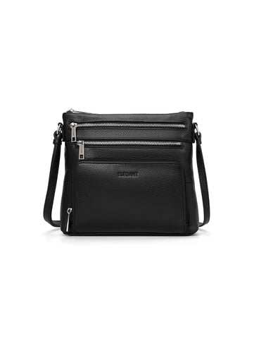 FRANCESCA MULTI CMPT RFID PROTECTED LEATHER XBODY BAG- E1-0851-BLK- NEW IN