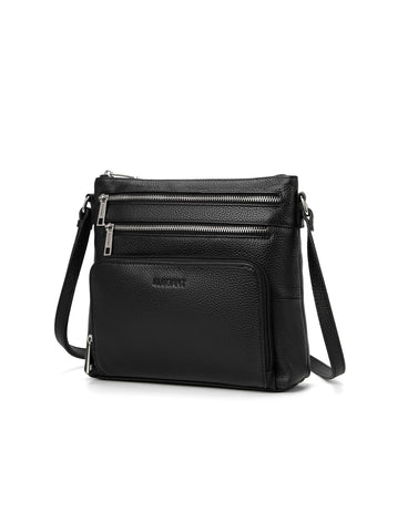 FRANCESCA MULTI CMPT RFID PROTECTED LEATHER XBODY BAG- E1-0851-BLK- NEW IN