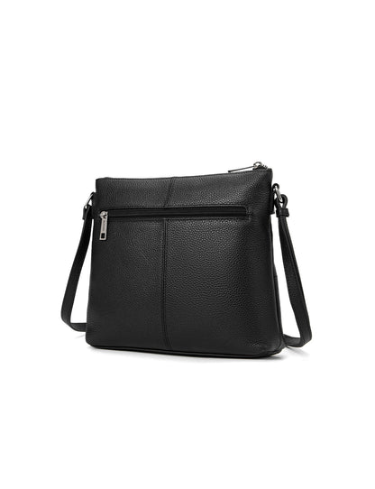 FRANCESCA MULTI CMPT RFID PROTECTED LEATHER XBODY BAG- E1-0851-BLK
