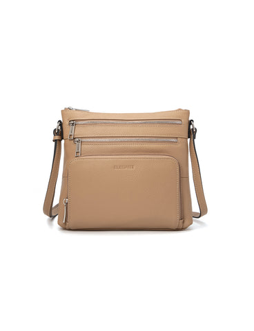 FRANCESCA MULTI CMPT RFID PROTECTED LEATHER XBODY BAG- E1-0851-CAM- NEW IN