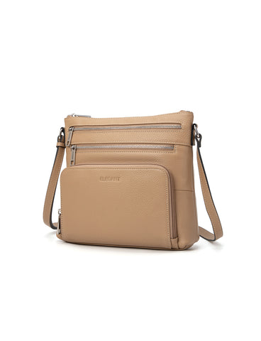 FRANCESCA MULTI CMPT RFID PROTECTED LEATHER XBODY BAG- E1-0851-CAM- NEW IN