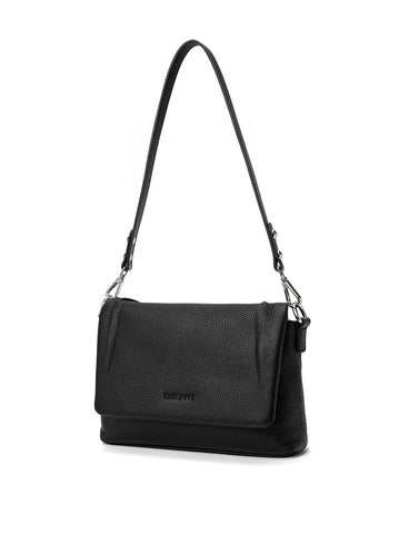 VIVIENNE LEATHER FLAP PVER BAG- E1-0853-BLK- NEW IN