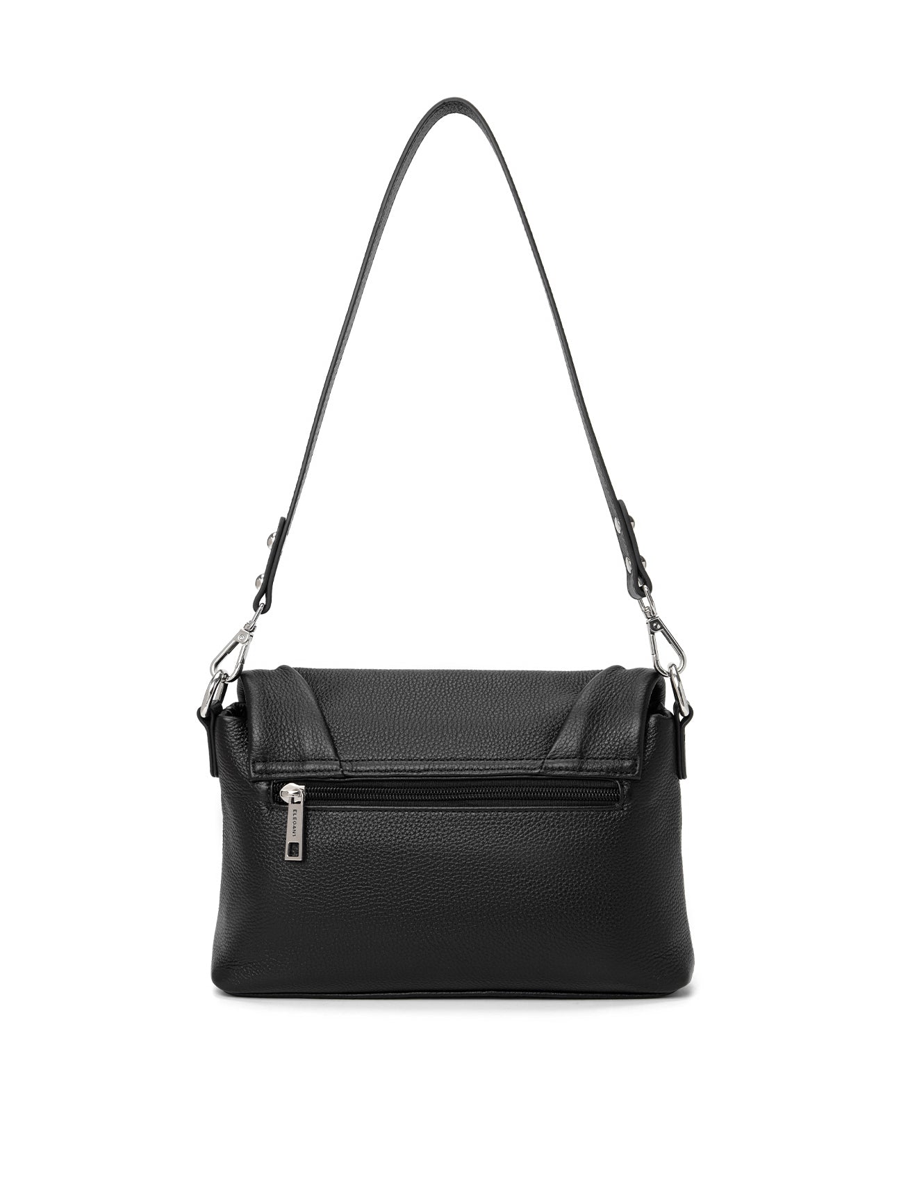 VIVIENNE LEATHER FLAP OVER BAG- E1-0853-BLK