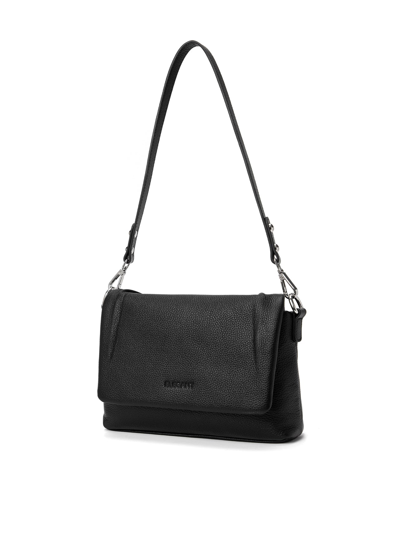 VIVIENNE LEATHER FLAP OVER BAG- E1-0853-BLK