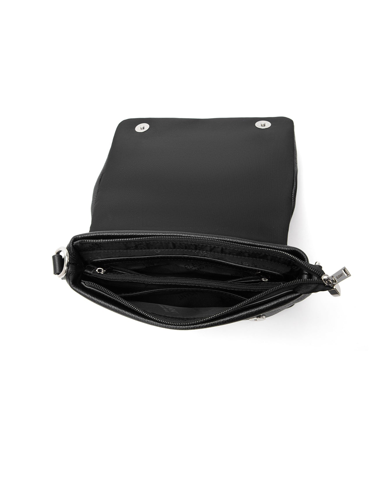 VIVIENNE LEATHER FLAP OVER BAG- E1-0853-BLK