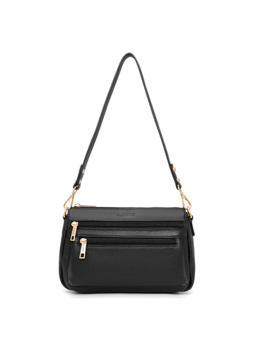 GABBY MULTI CMPT LEATHER XBODY BAG- E1-0856-BLK- NEW IN