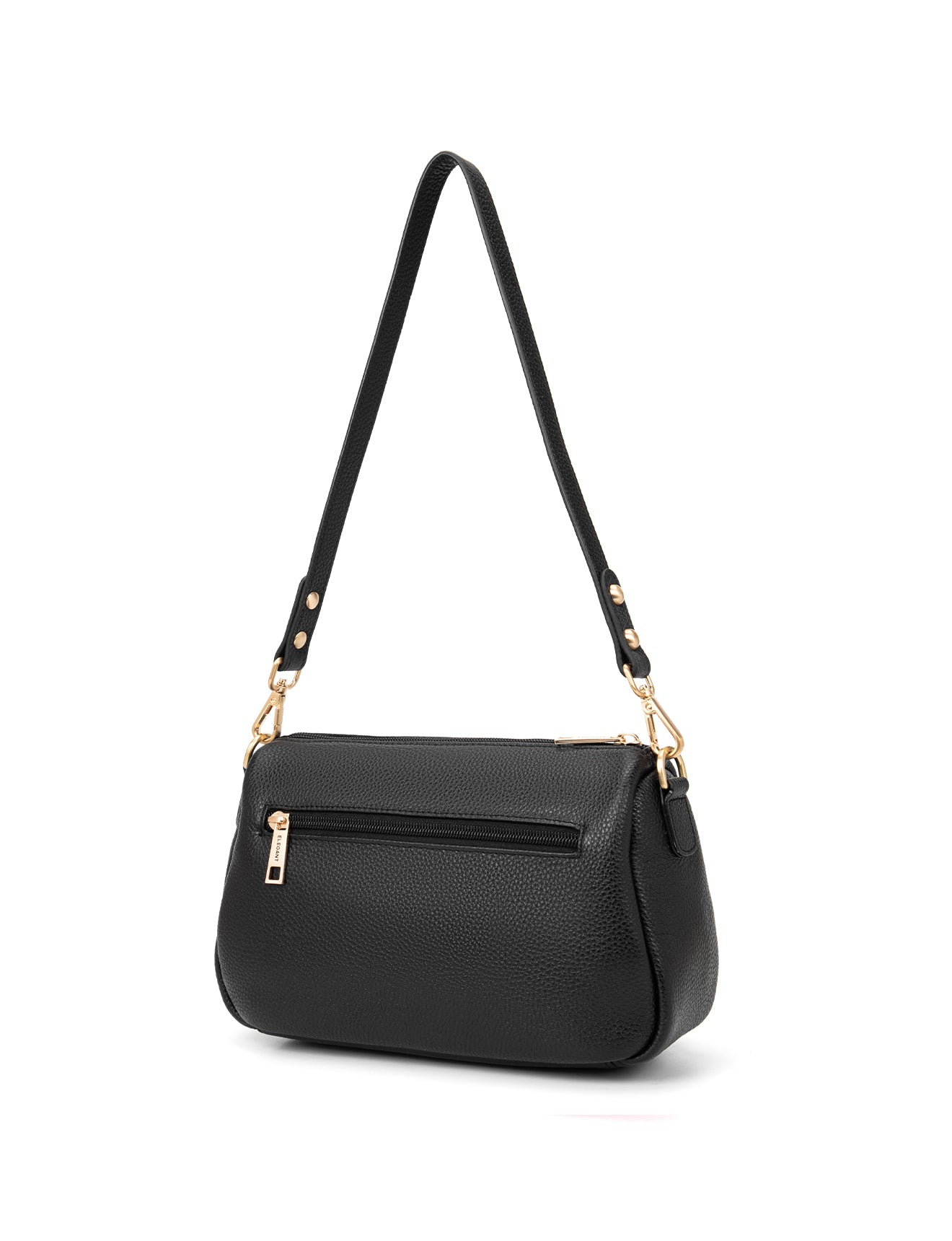 GABBY MULTI CMPT LEATHER XBODY BAG- E1-0856-BLK