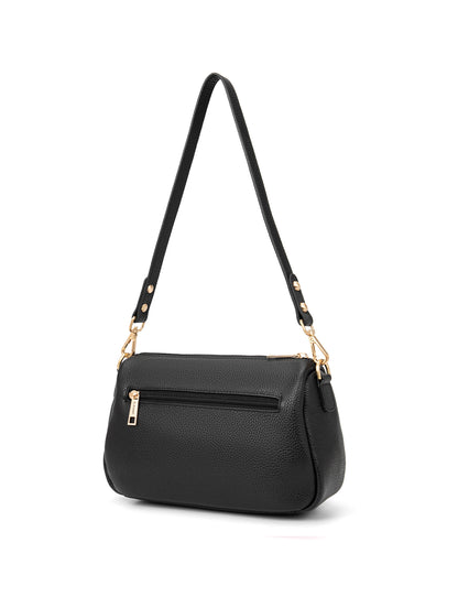 GABBY MULTI CMPT LEATHER XBODY BAG- E1-0856-BLK