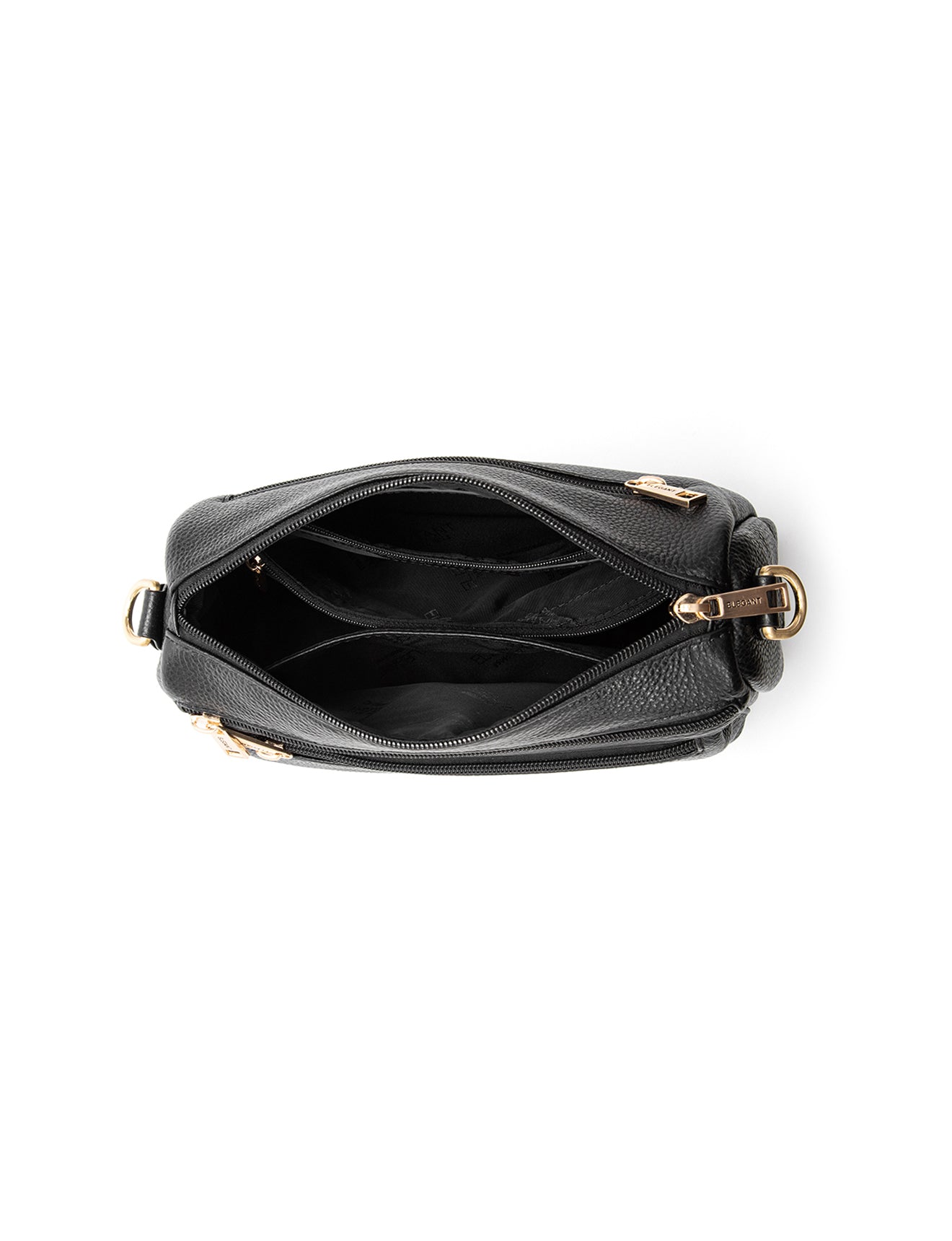 GABBY MULTI CMPT LEATHER XBODY BAG- E1-0856-BLK