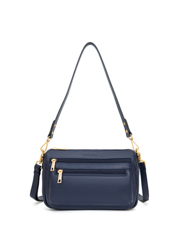 GABBY MULTI CMPT LEATHER XBODY BAG- E1-0856-NVY- NEW IN
