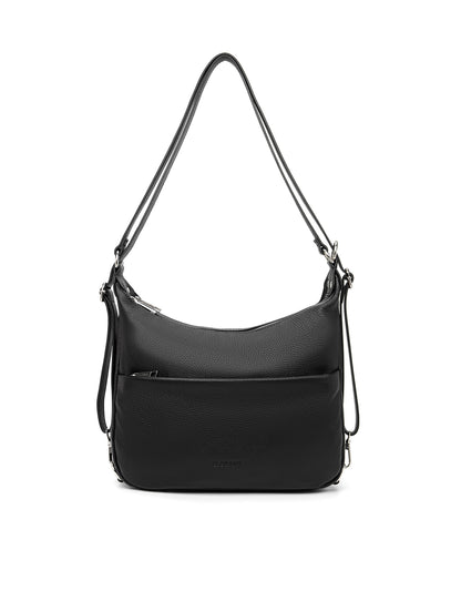 KAYLEIGH CONVERTIBLE LEATHER SHOULDER/BACKPACK-E1-0859-BLK