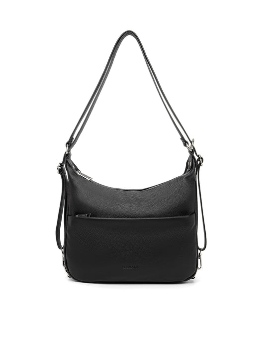 KAYLEIGH CONVERTIBLE LEATHER SHOULDER/BACKPACK-E1-0859-BLK