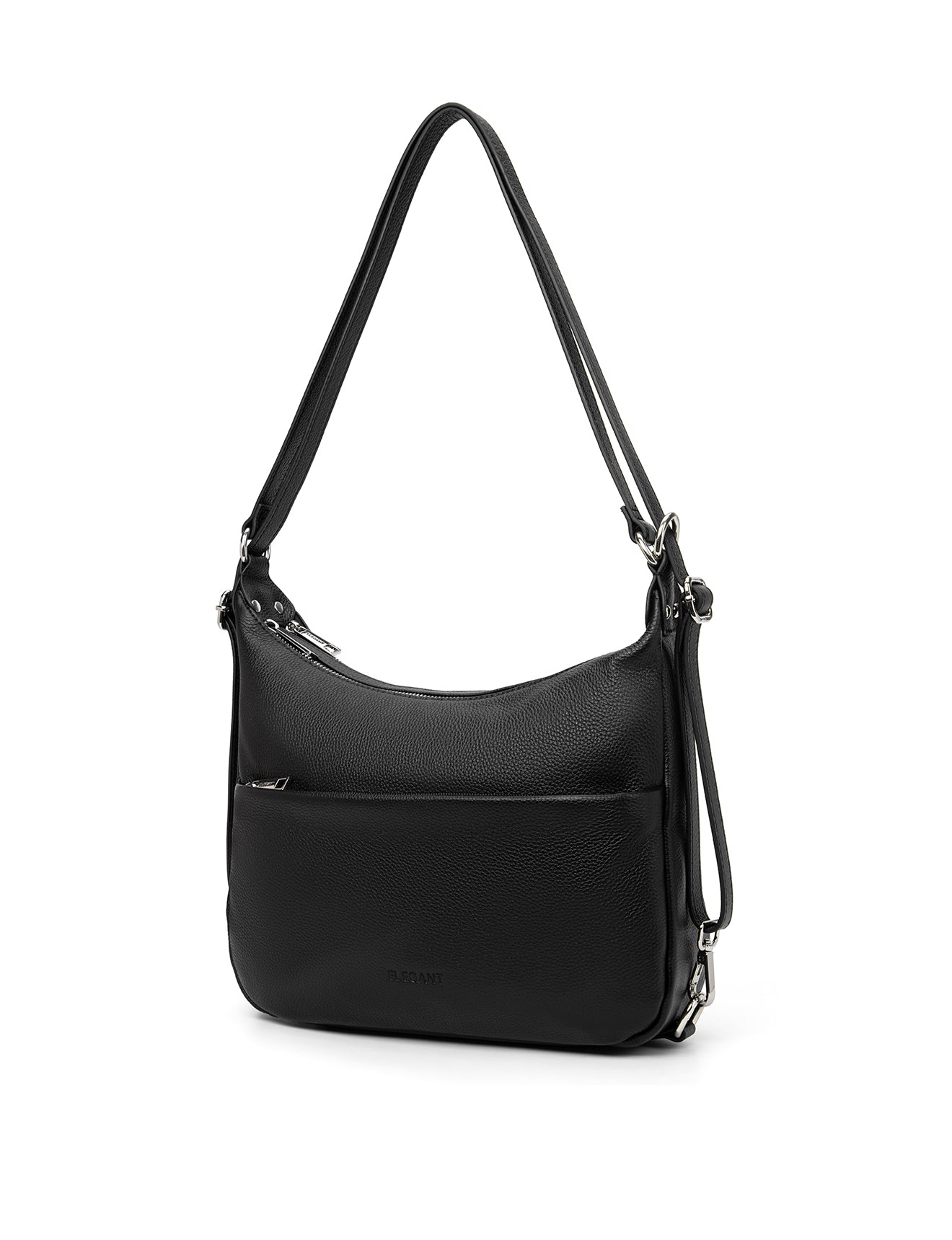KAYLEIGH CONVERTIBLE LEATHER SHOULDER/BACKPACK-E1-0859-BLK