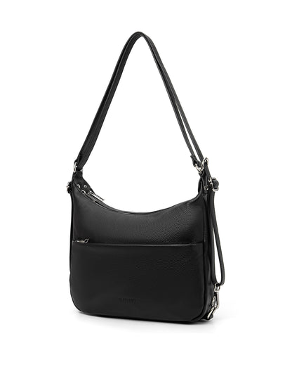 KAYLEIGH CONVERTIBLE LEATHER SHOULDER/BACKPACK-E1-0859-BLK