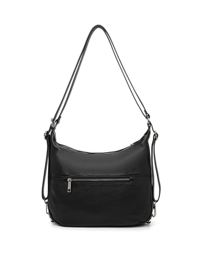 KAYLEIGH CONVERTIBLE LEATHER SHOULDER/BACKPACK-E1-0859-BLK
