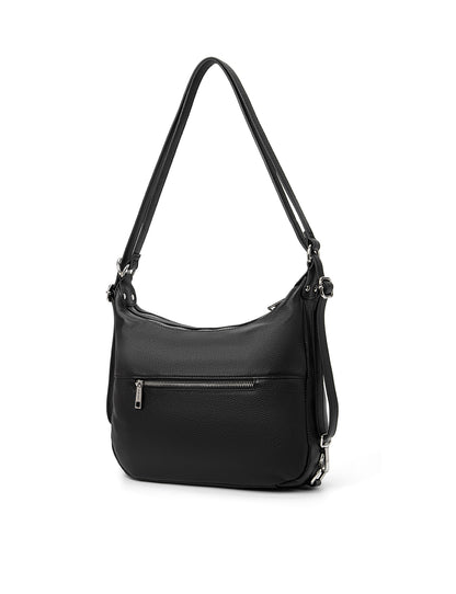KAYLEIGH CONVERTIBLE LEATHER SHOULDER/BACKPACK-E1-0859-BLK