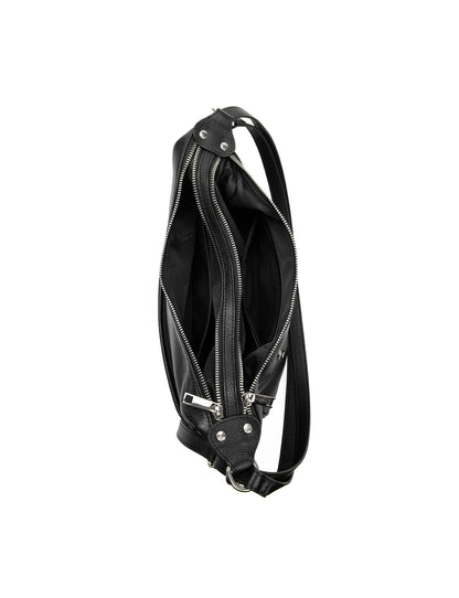 KAYLEIGH CONVERTIBLE LEATHER SHOULDER/BACKPACK-E1-0859-BLK