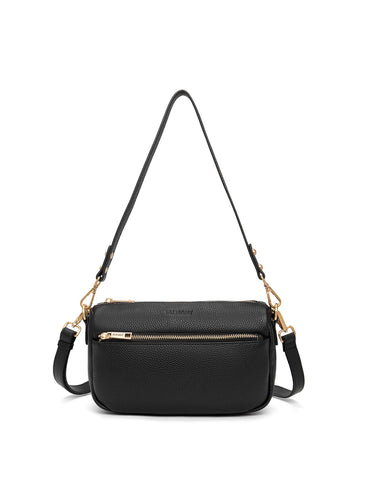 CARRIE LEATHER XBODY BAG- E1-0860-BLK- NEW IN