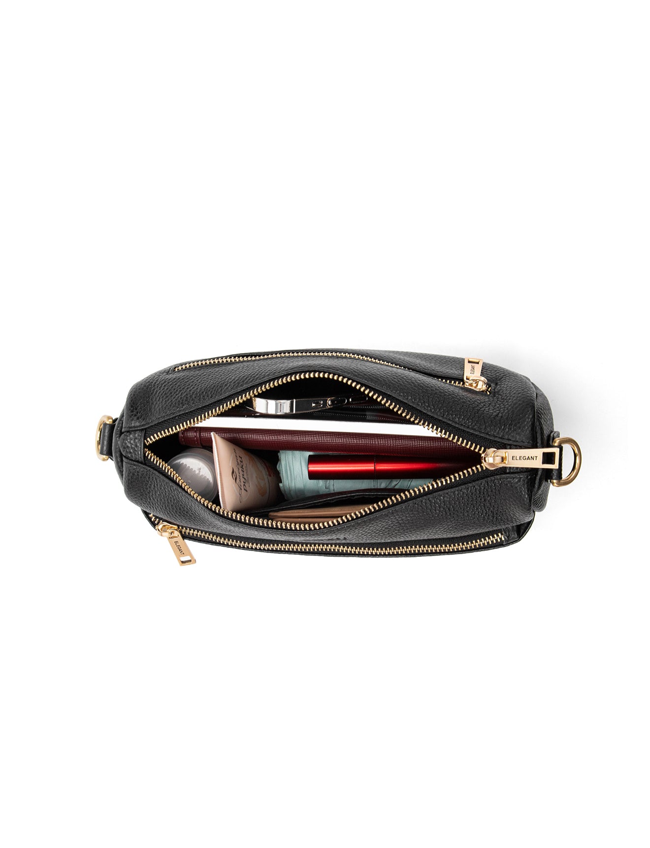 CARRIE LEATHER XBODY BAG- E1-0860-BLK