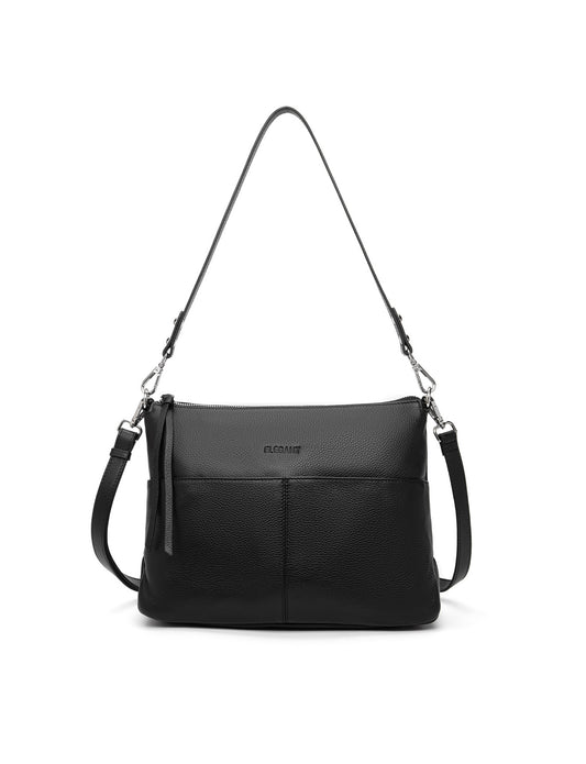 ALANNA LEATHER HOBO BAG- E1-0862-BLK